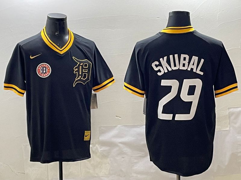 Men Detroit Tigers 29 Skubal Black Gold Game 2025 Nike MLB Jersey style 6